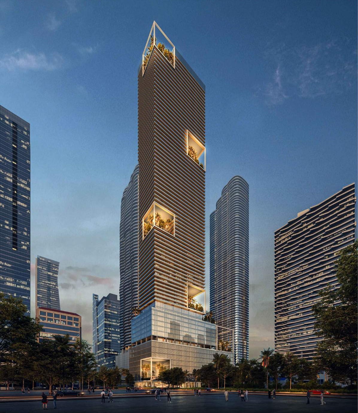 Rendering of 1414 Brickell by Fortune International Group, designed by Arquitectonica.