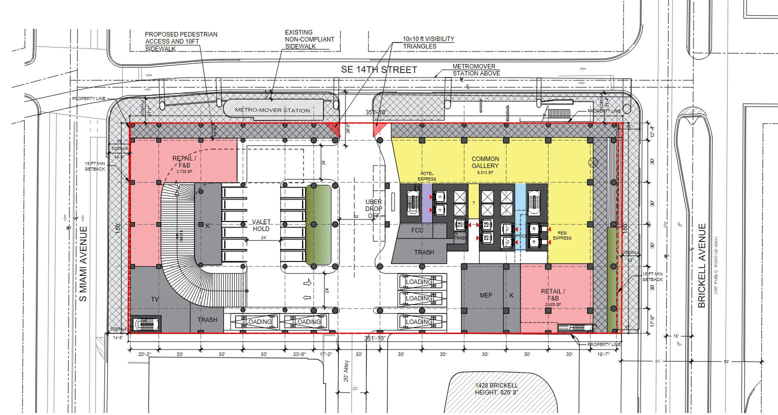 Site plan of 1414 Brickell.