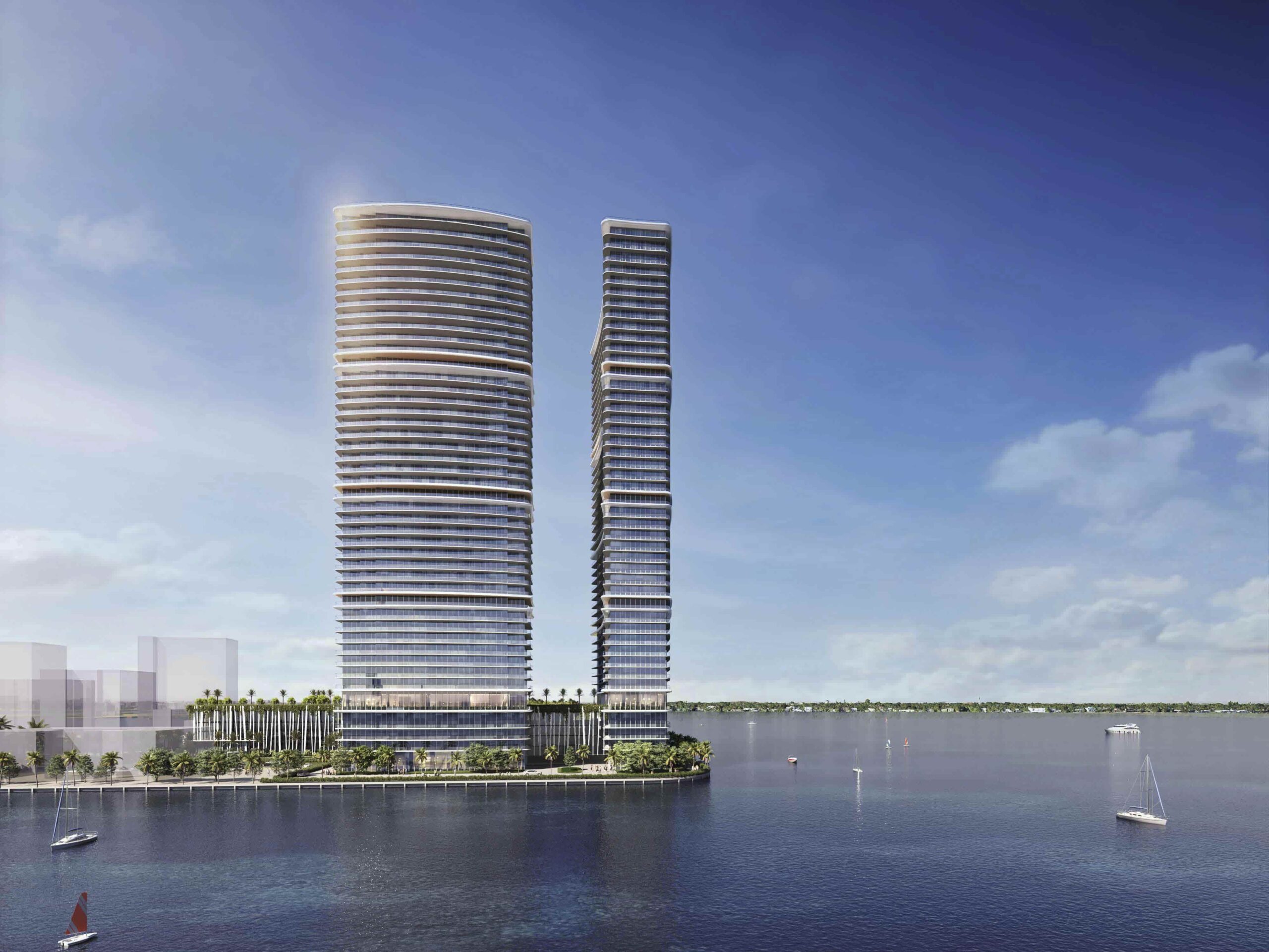 Plans for two 43-story towers at 8000 East Drive by Related and Macklowe