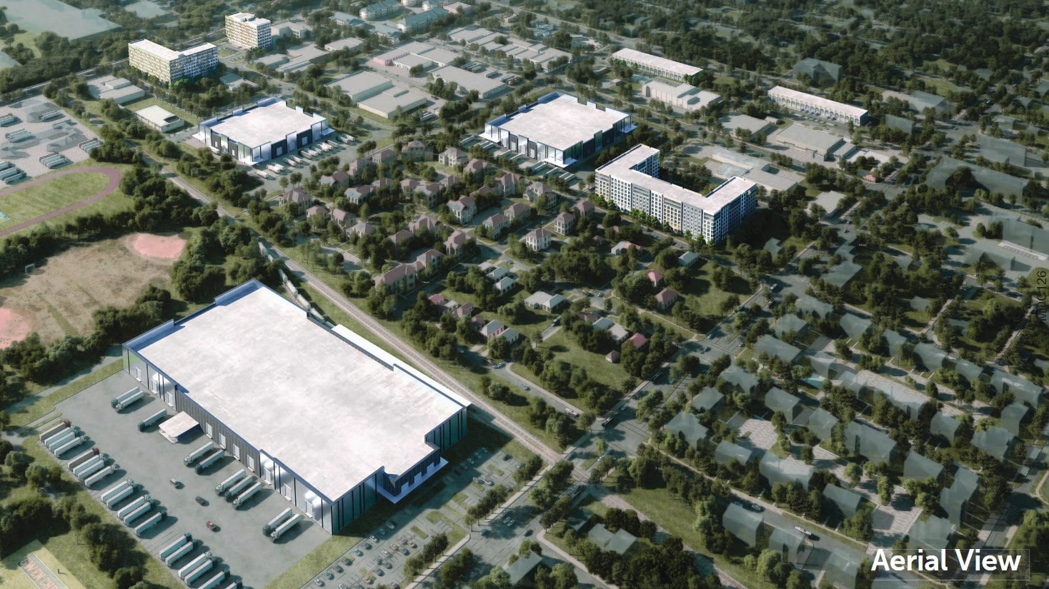 Aerial view of the proposal between SJM Partners, the Swerdlow Group, and Alben Duffie.