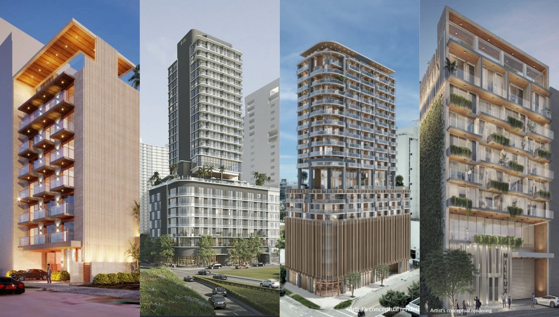 Parkside, Smart Brickell Luxe, Season One, and Millux Place. By the Habitat Group.