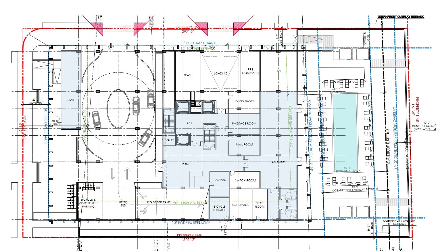 Site plan of the new tower, set to replace the Normandy Plaza Hotel and Crystal Beach Suites.