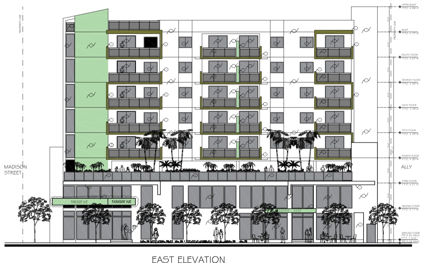 Elevations for the structure located at 1809 Madison Street.