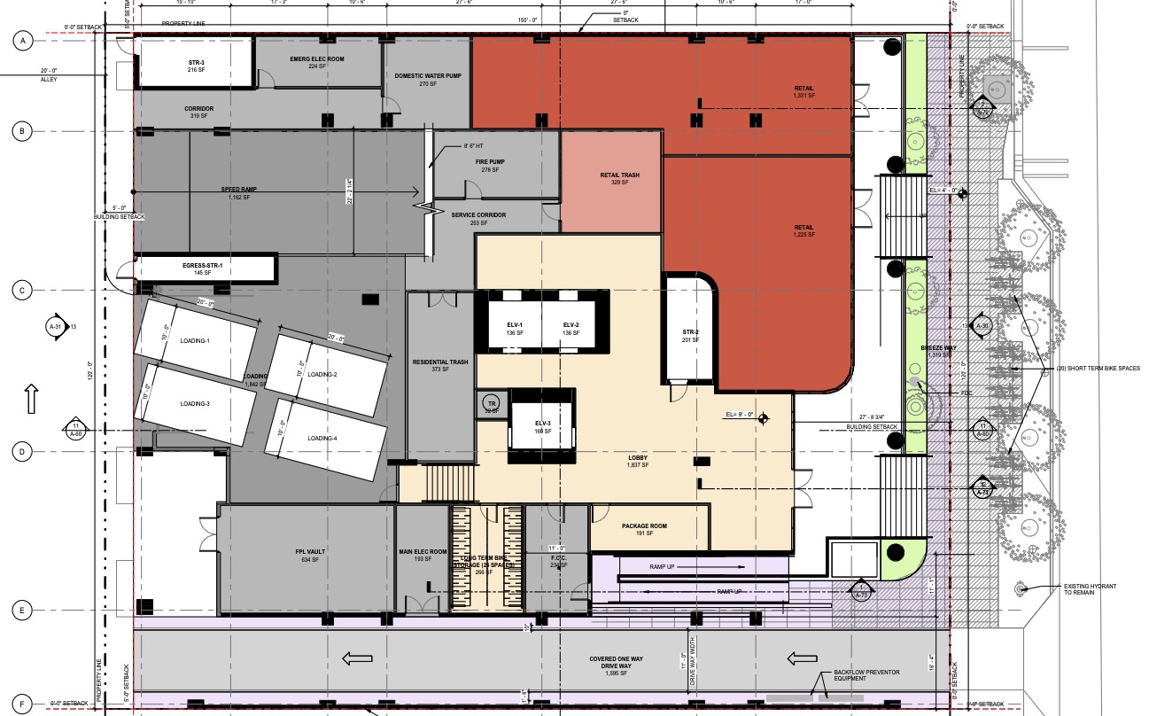 A site plan of the tower's ground floor, located at 824 Alton Road.