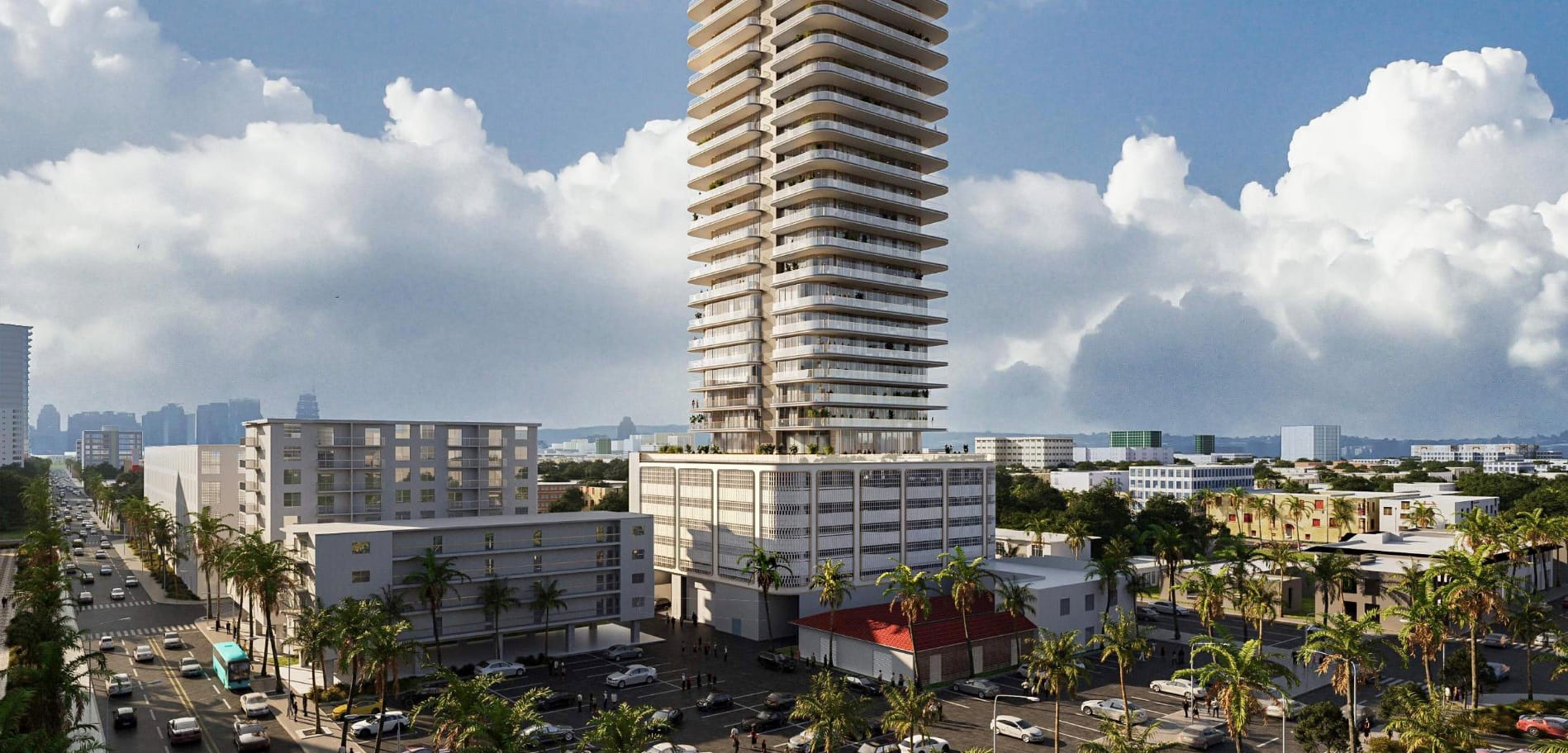 A closer look at the tower's workforce housing levels, located on the lower levels of the structure.