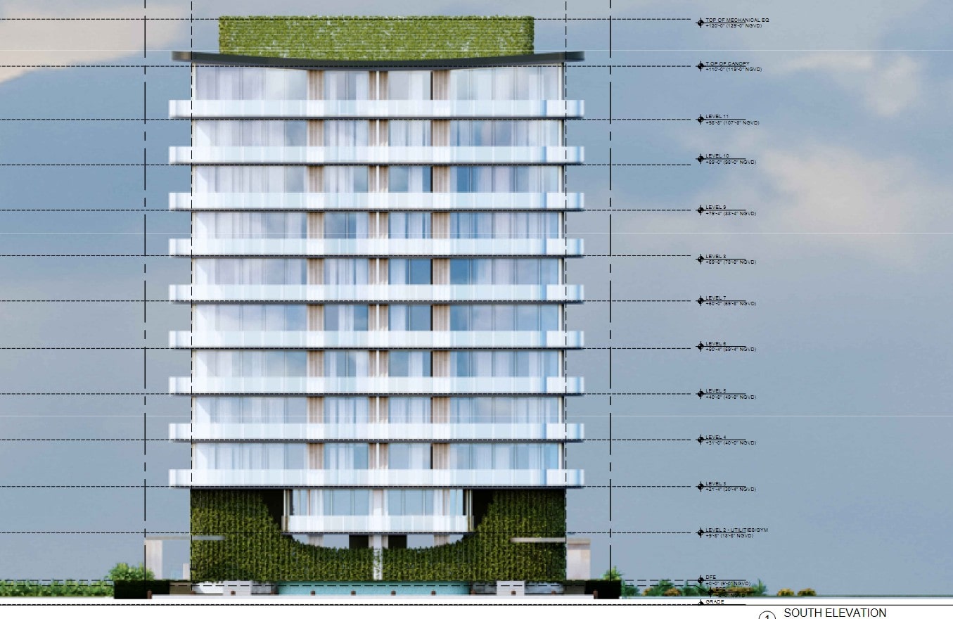 Elevation of the building, provided by Kobi Karp Architects.