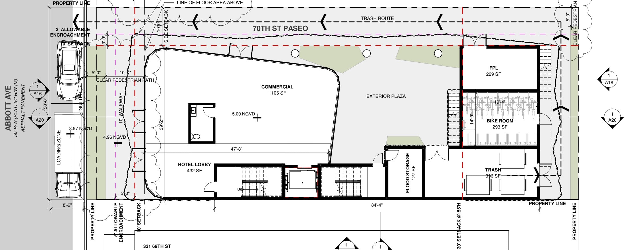 Site plan of 6945 Abbott Avenue.