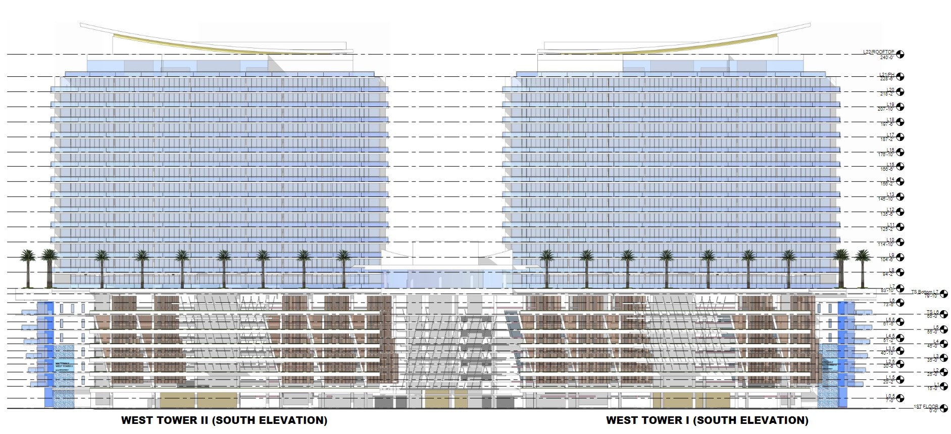 Elevation of the two western towers.