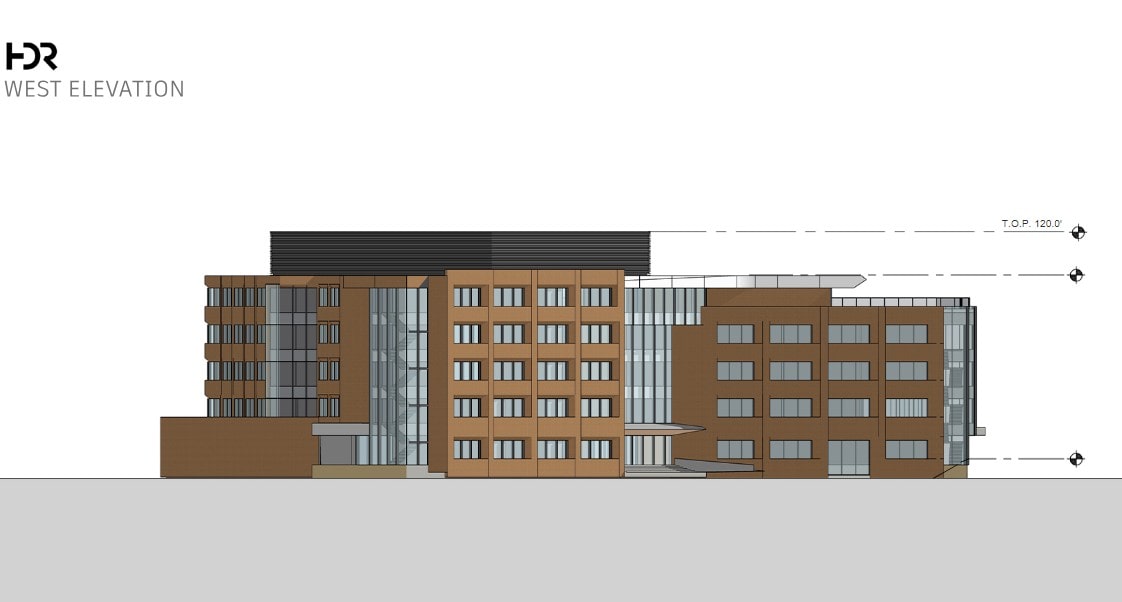Elevation of Project Beta, also known as The University of Tampa's new science building.