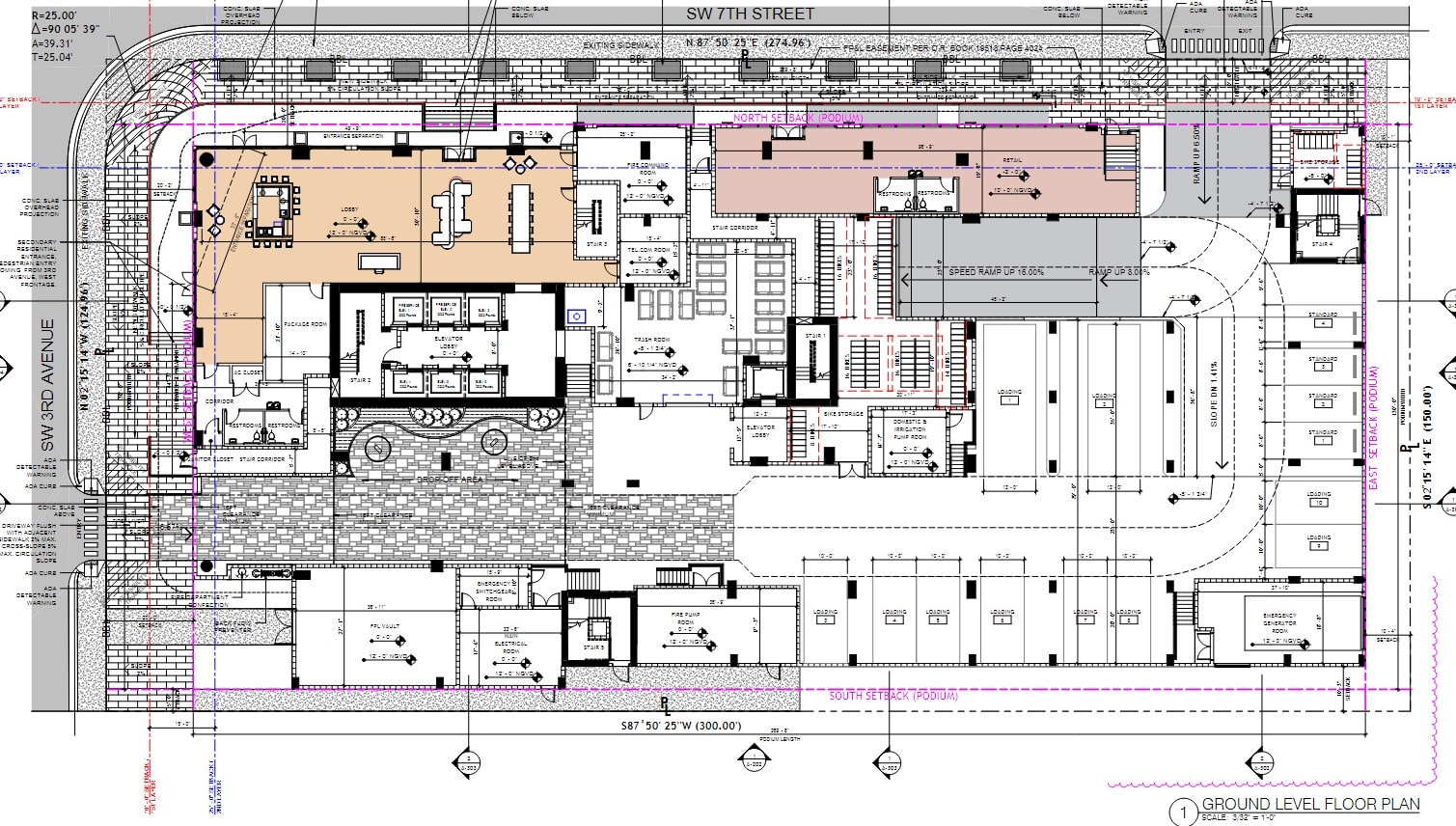 Site plan of the 250 SW 7th Street.