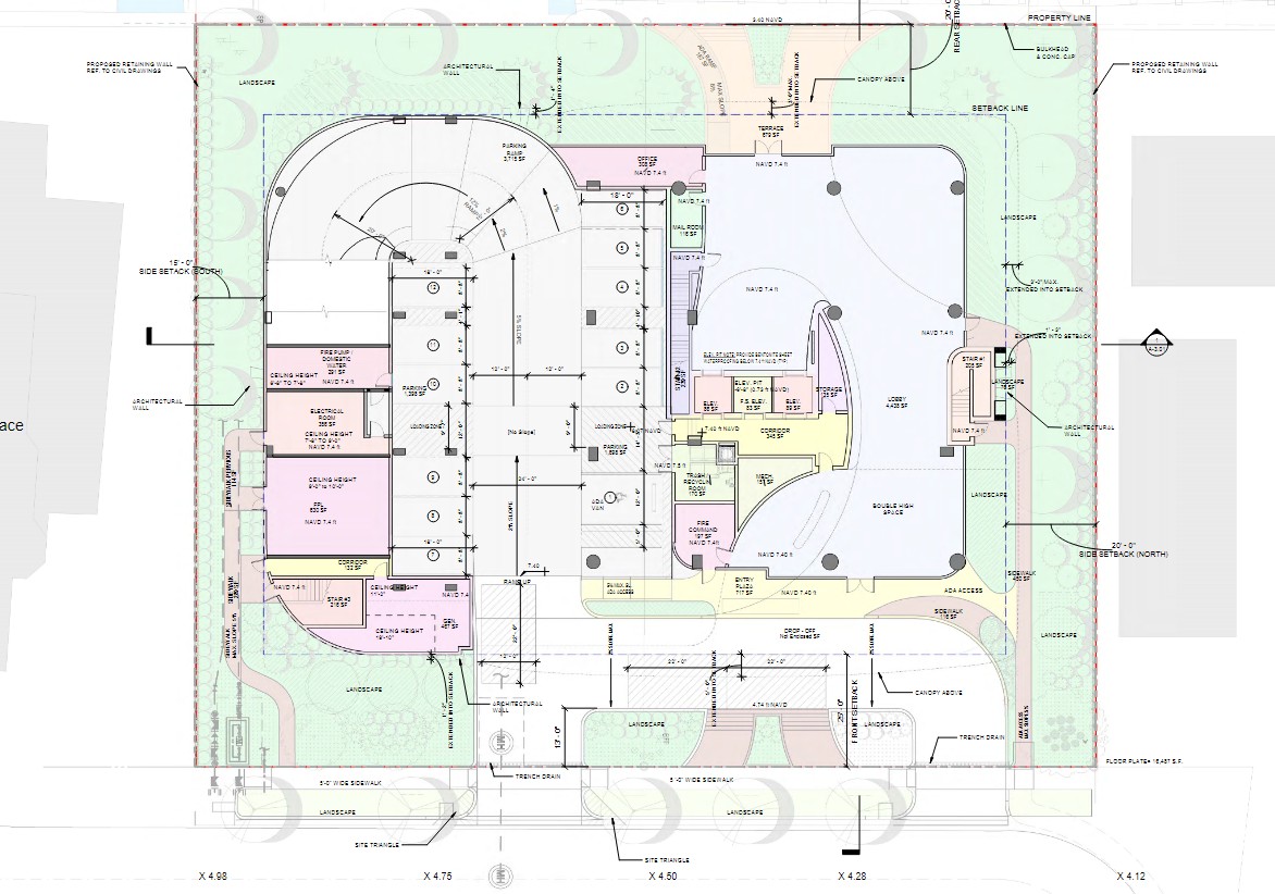 The site plan, located at 3043 Harbor Drive.