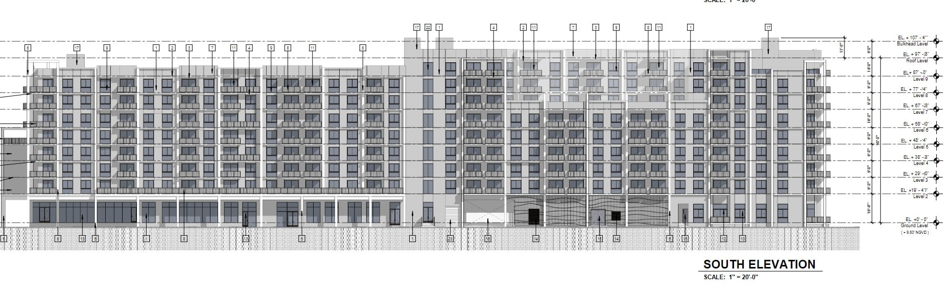 South elevation of Modera Aventura South.