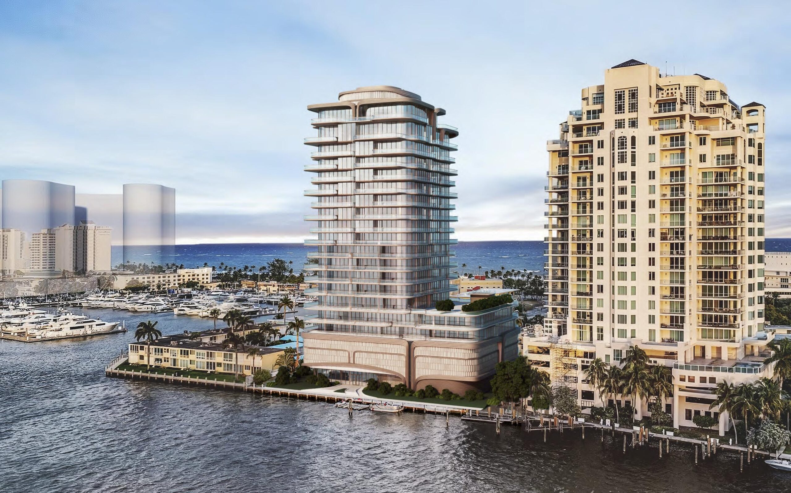 Rendering of One on One, also known as Harbor Drive Residences by Camaco Development. Designed by Kora Architects in collaboration with Adache Group Architects.