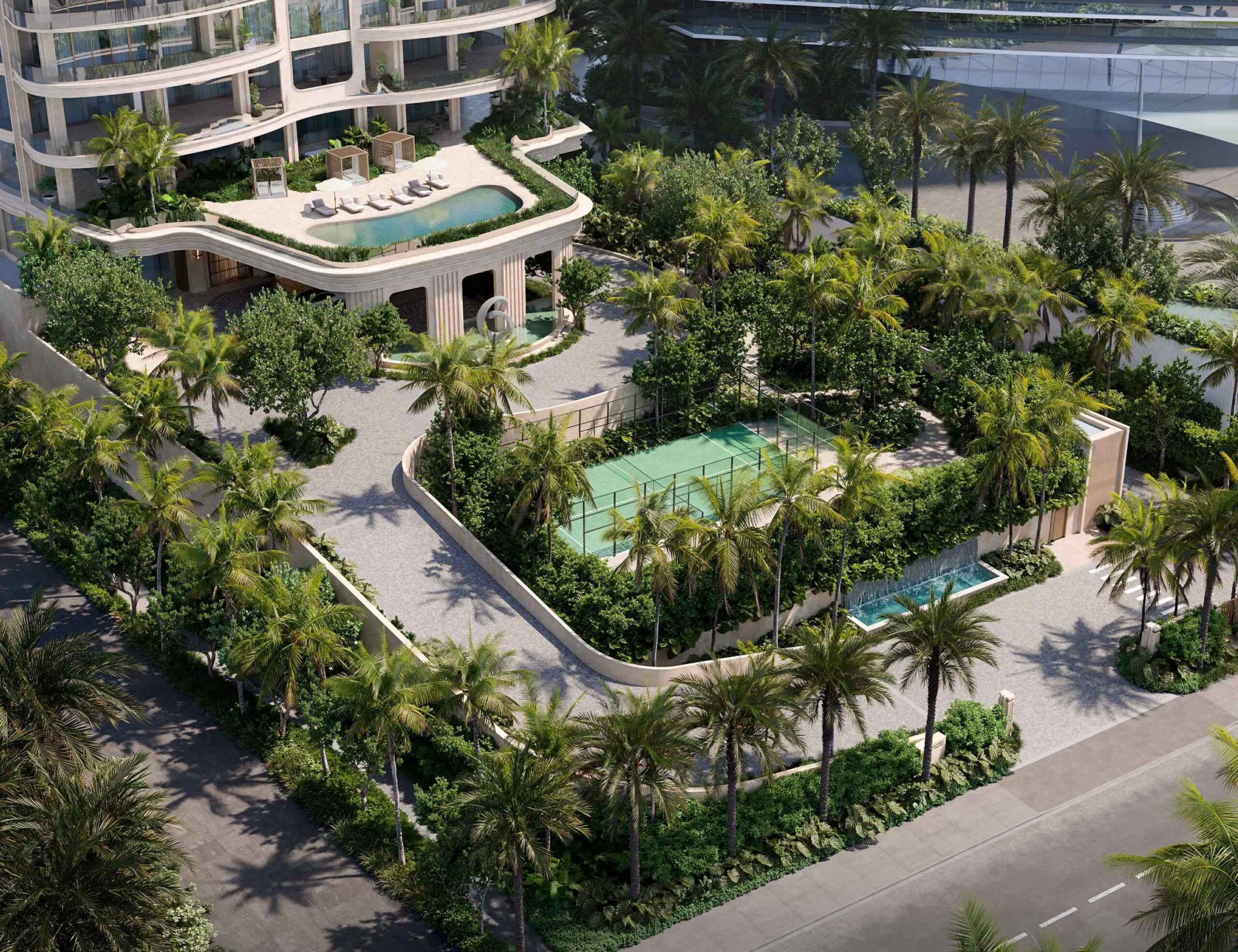 The tower's driveway, leading up to the lobby level.