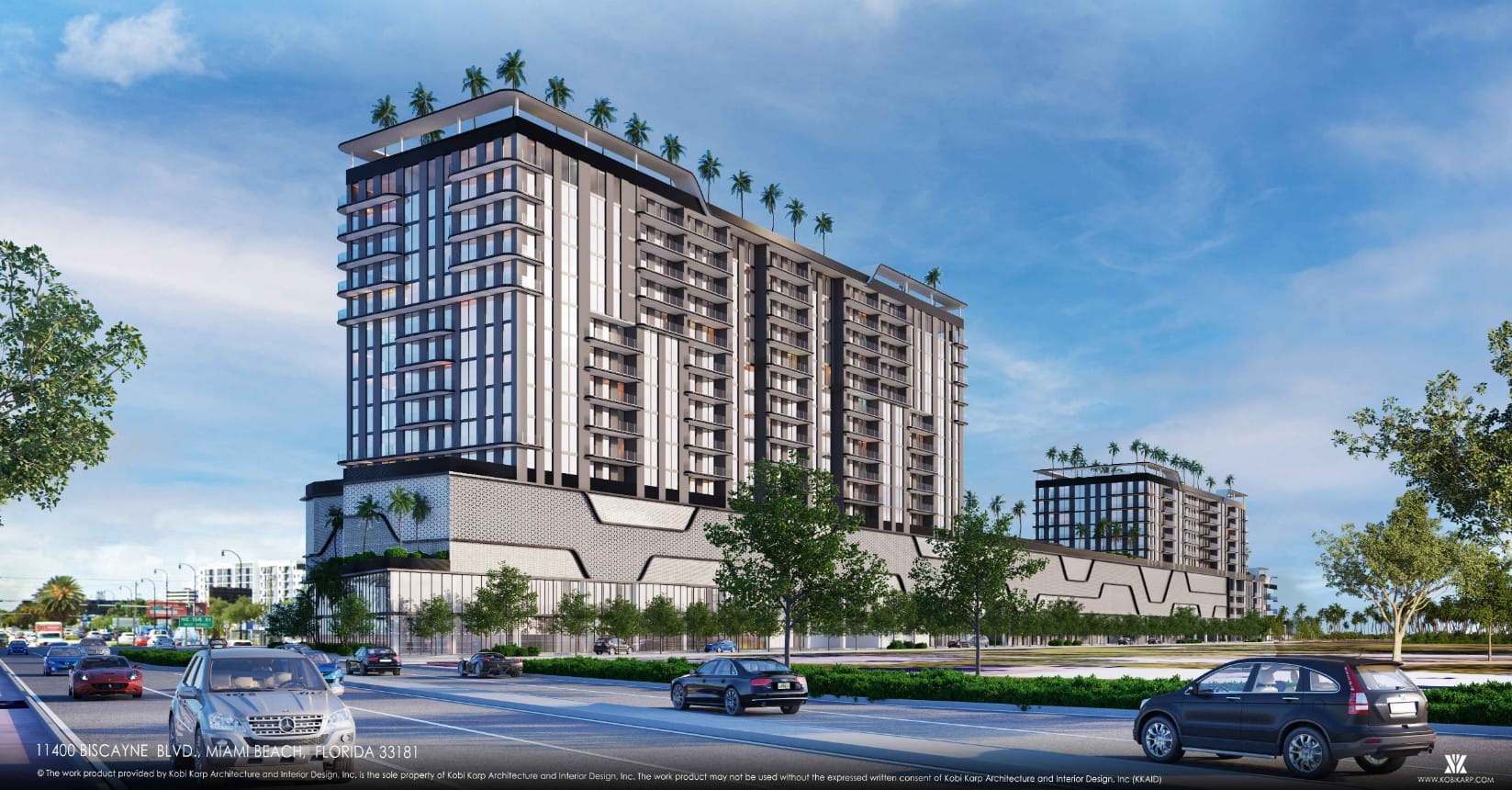 Biscayne Shores by Ben Josef Group Holdings, designed by Kobi Karp Architecture. Located at 11400 Biscayne Boulevard.