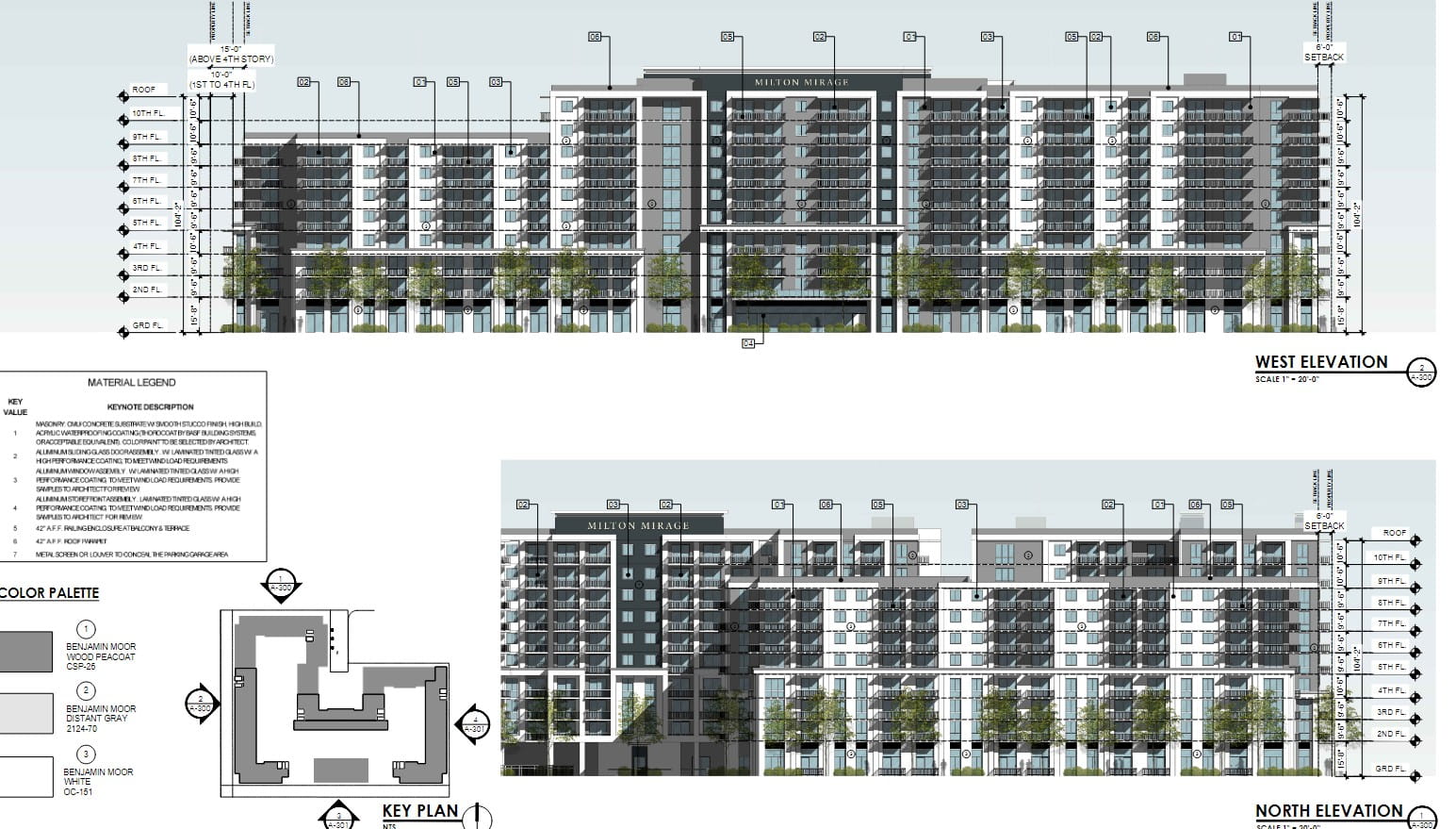 Elevations for Milton Mirage.