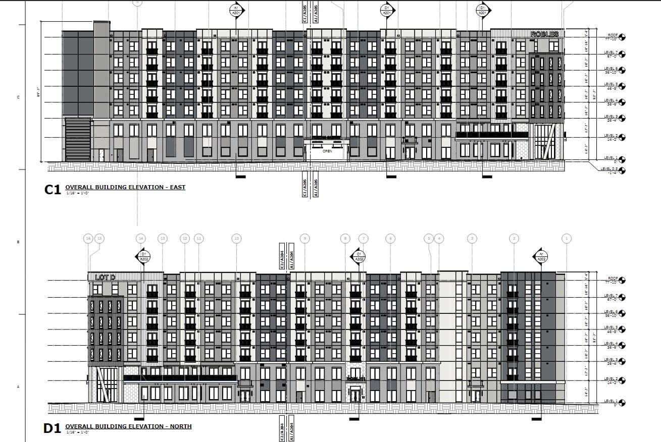 Elevations provided in the construction permit.