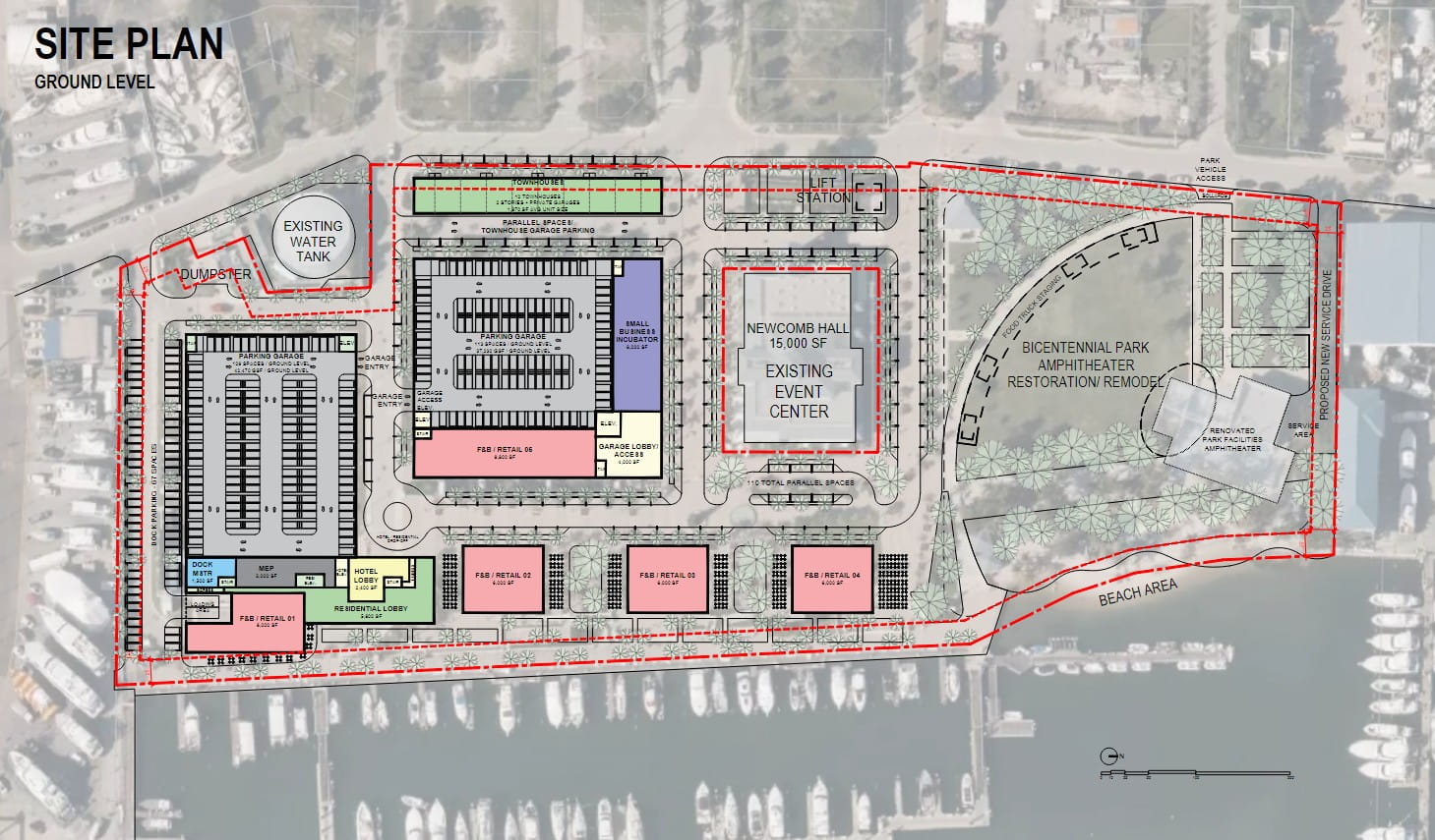 Site plan of Related Group (& partners) proposal for Marina Village Phase Two, prepared by Arquitectonica.