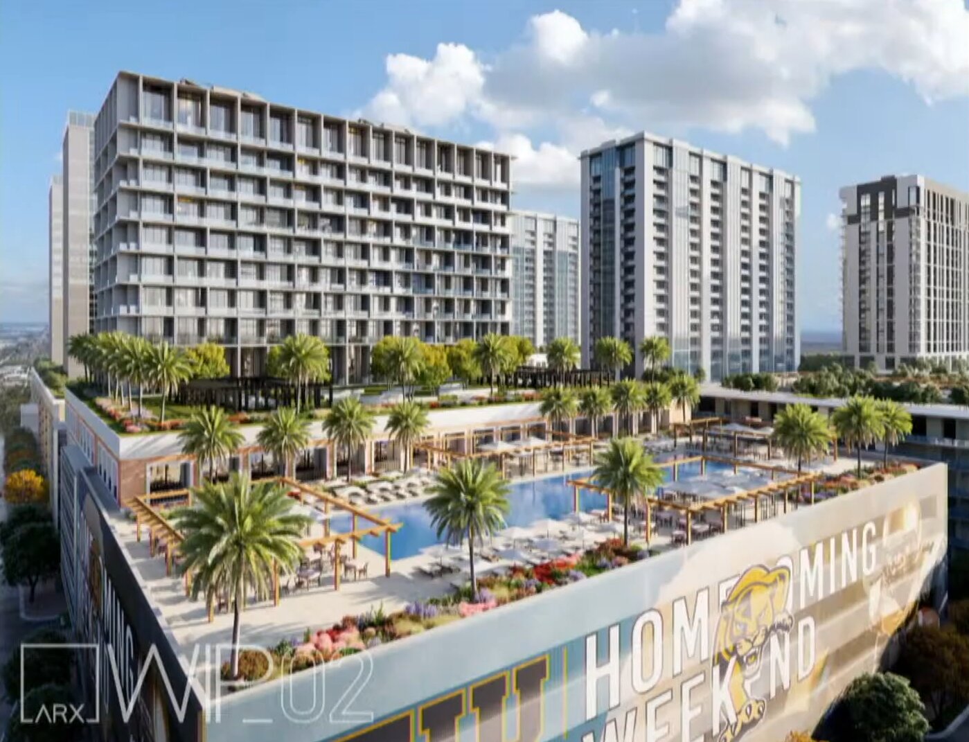 Close-up of the towers, displaying their proposed massing/height.