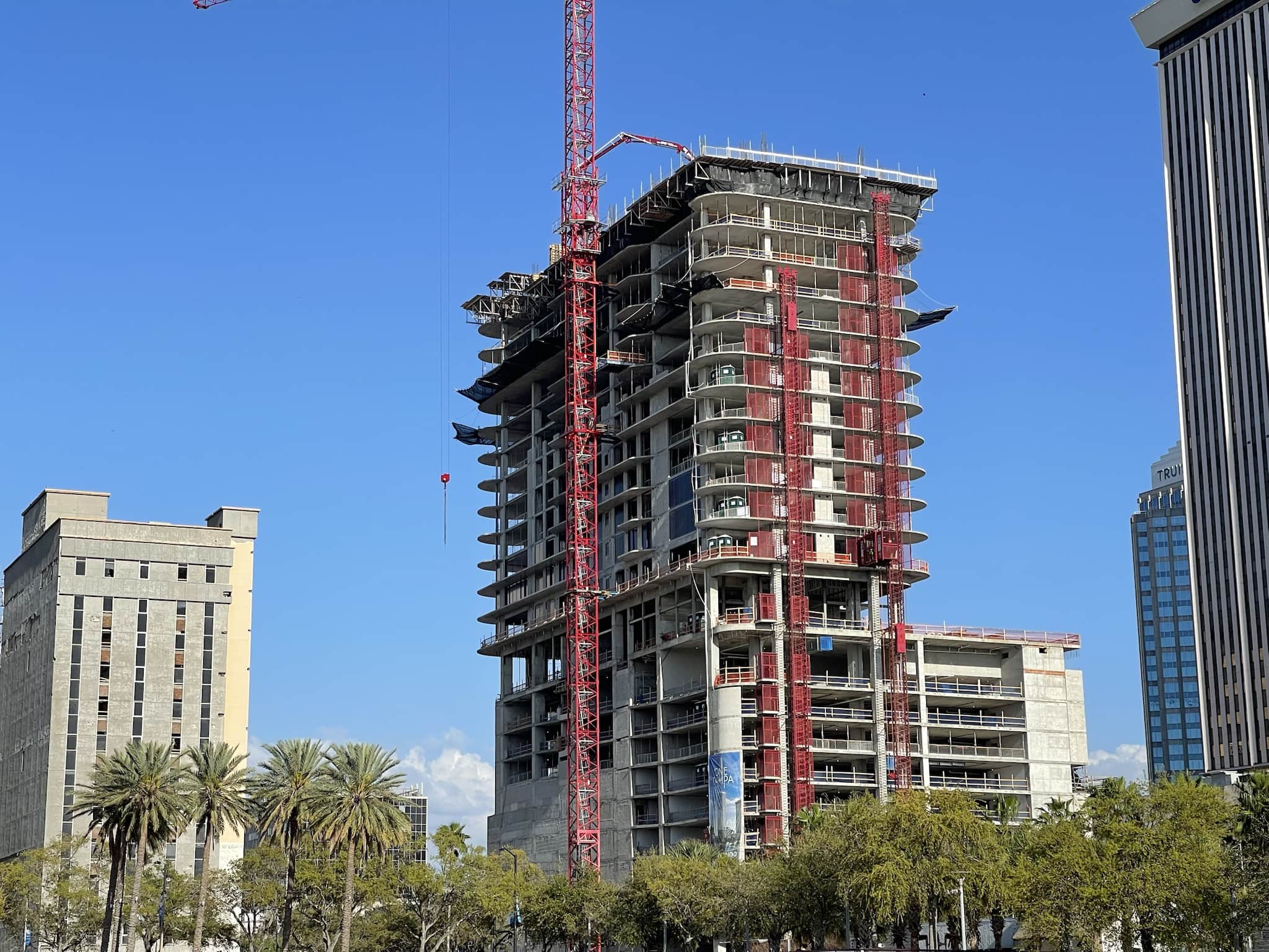 Close-up photo of One Tampa, which is now on the 24th floor.