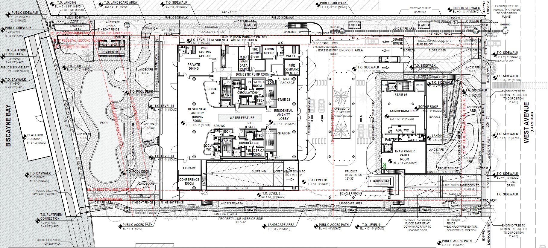Planned site plan of the development, featuring drawings of the ground floor.