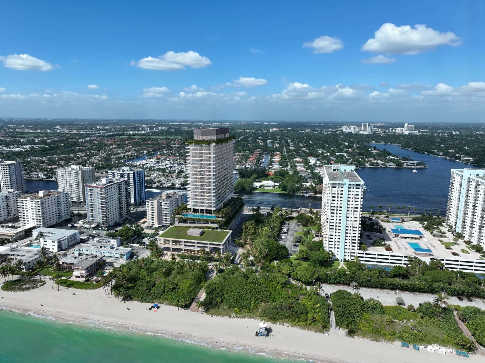 Contextual rendering, project located at 1301 S Ocean Dr.