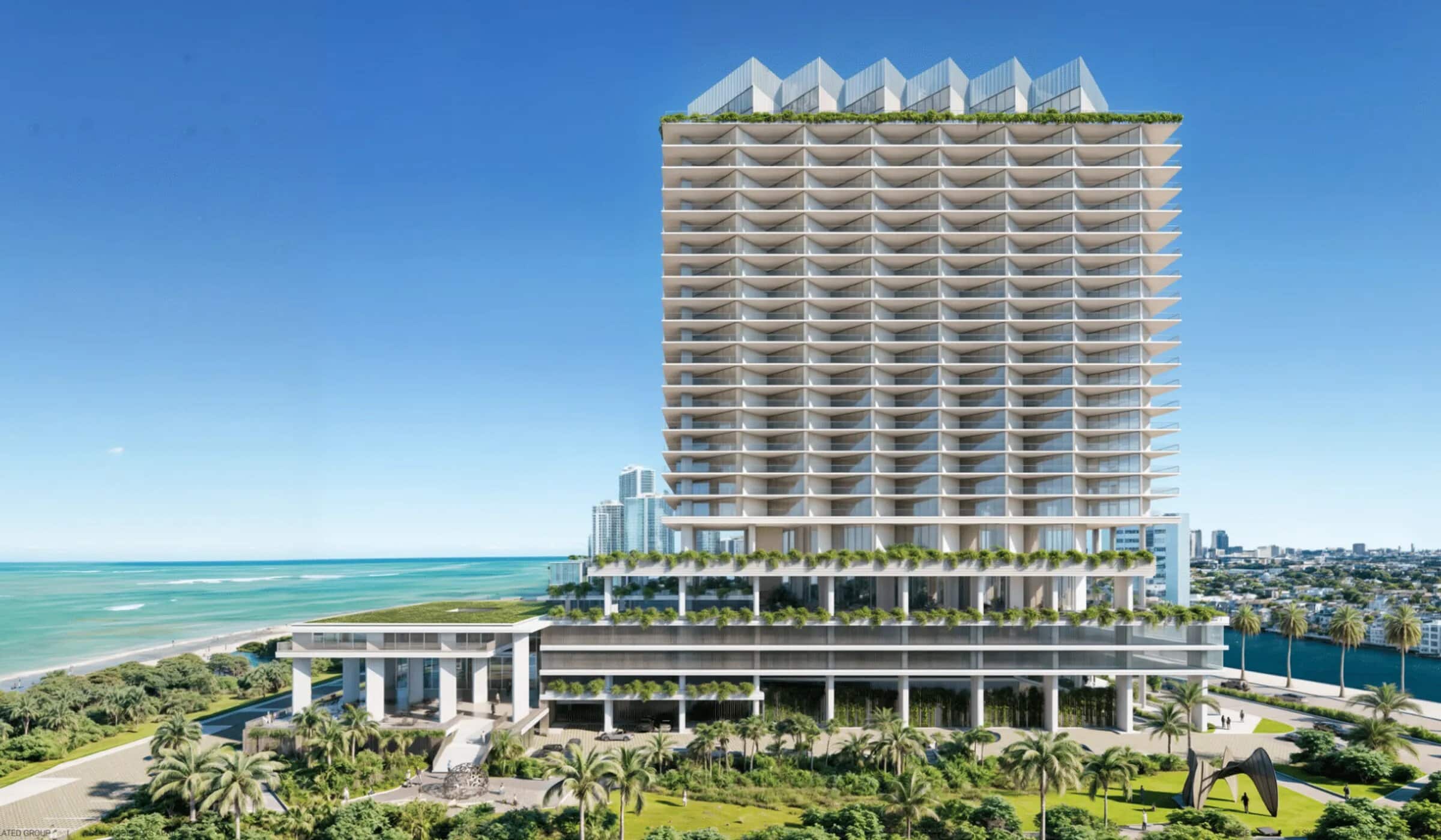 Rendering of the Portofino Hollywood, developed by Related and designed by SOM, which is showing positive signs of moving forward.