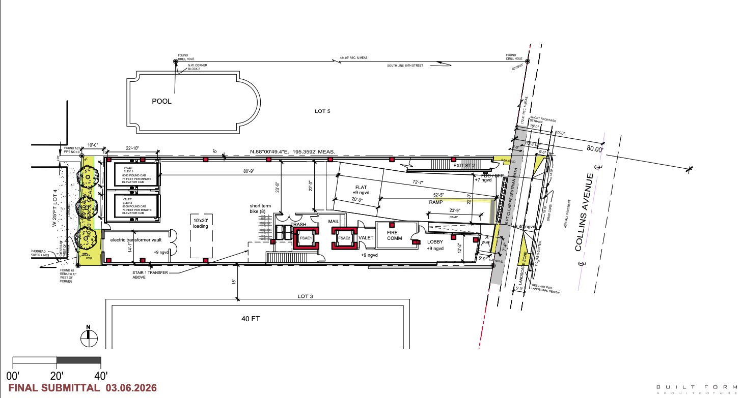 Site plan of the development, known as 1826 Collins Avenue.
