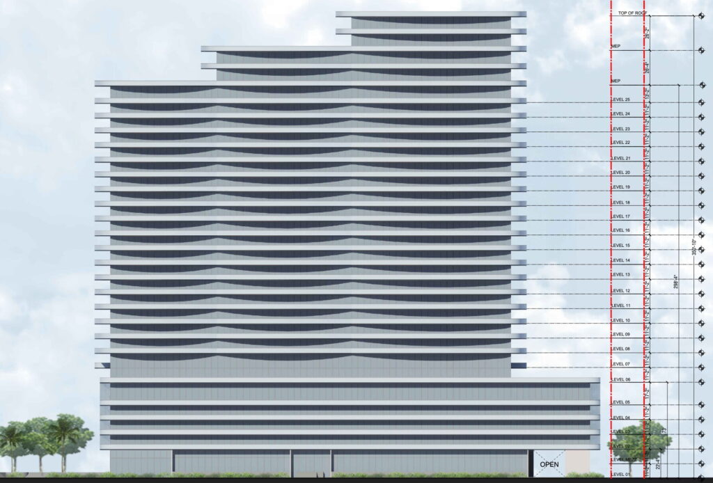 The front of the tower.