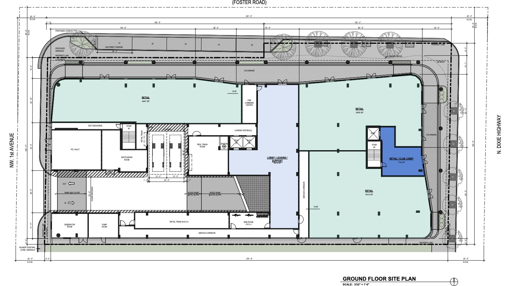 The site plan of the development, located at 411 N Dixie Highway.