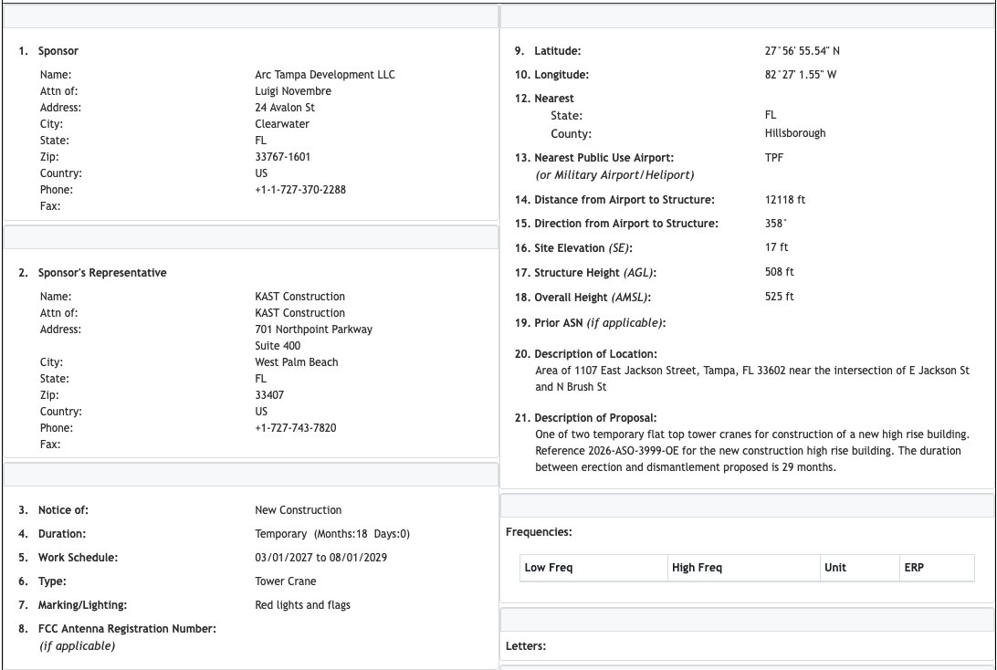 Application for 508 FT crane.