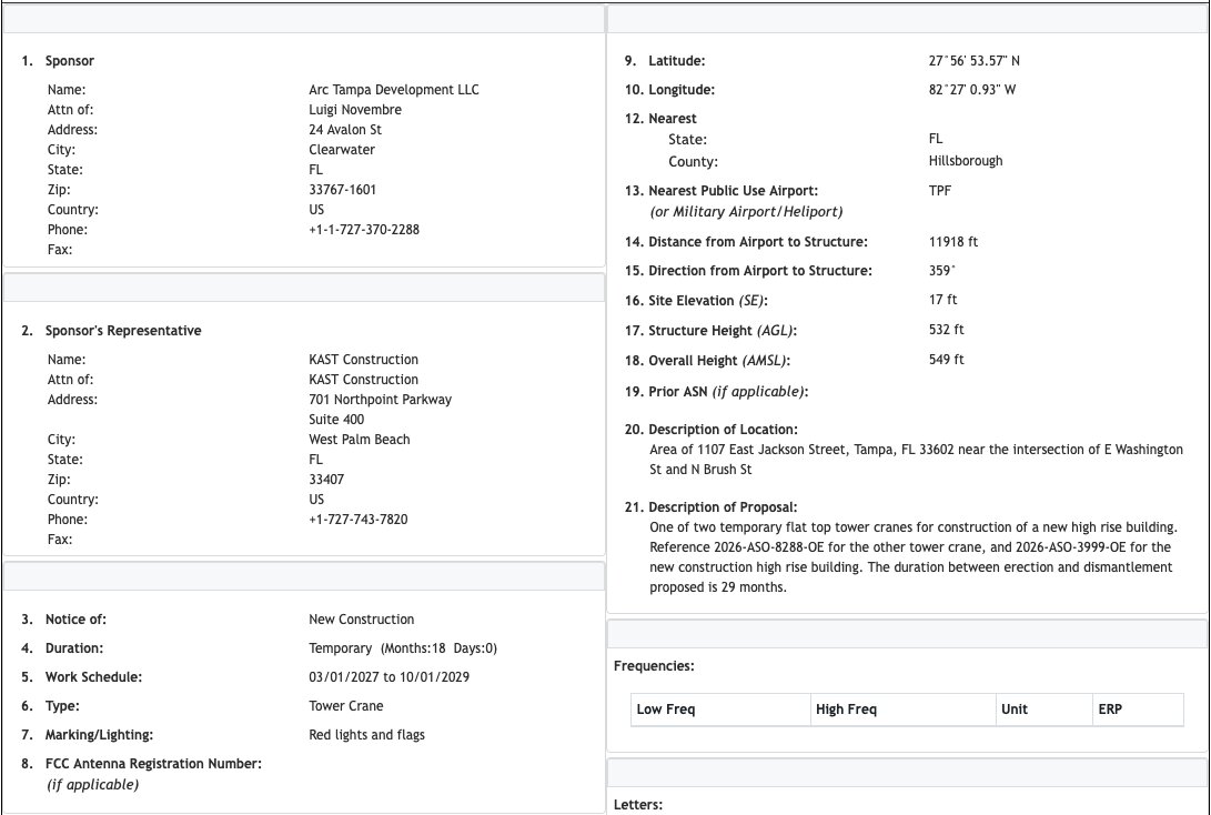 Application for 532 FT crane.