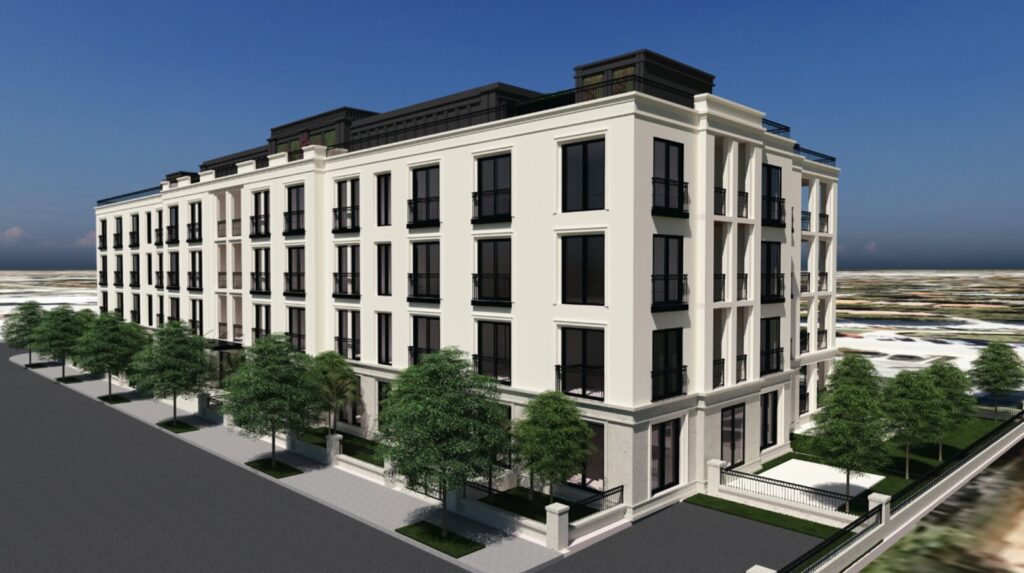 A rendering of the project, located at 300 Malaga Ave.