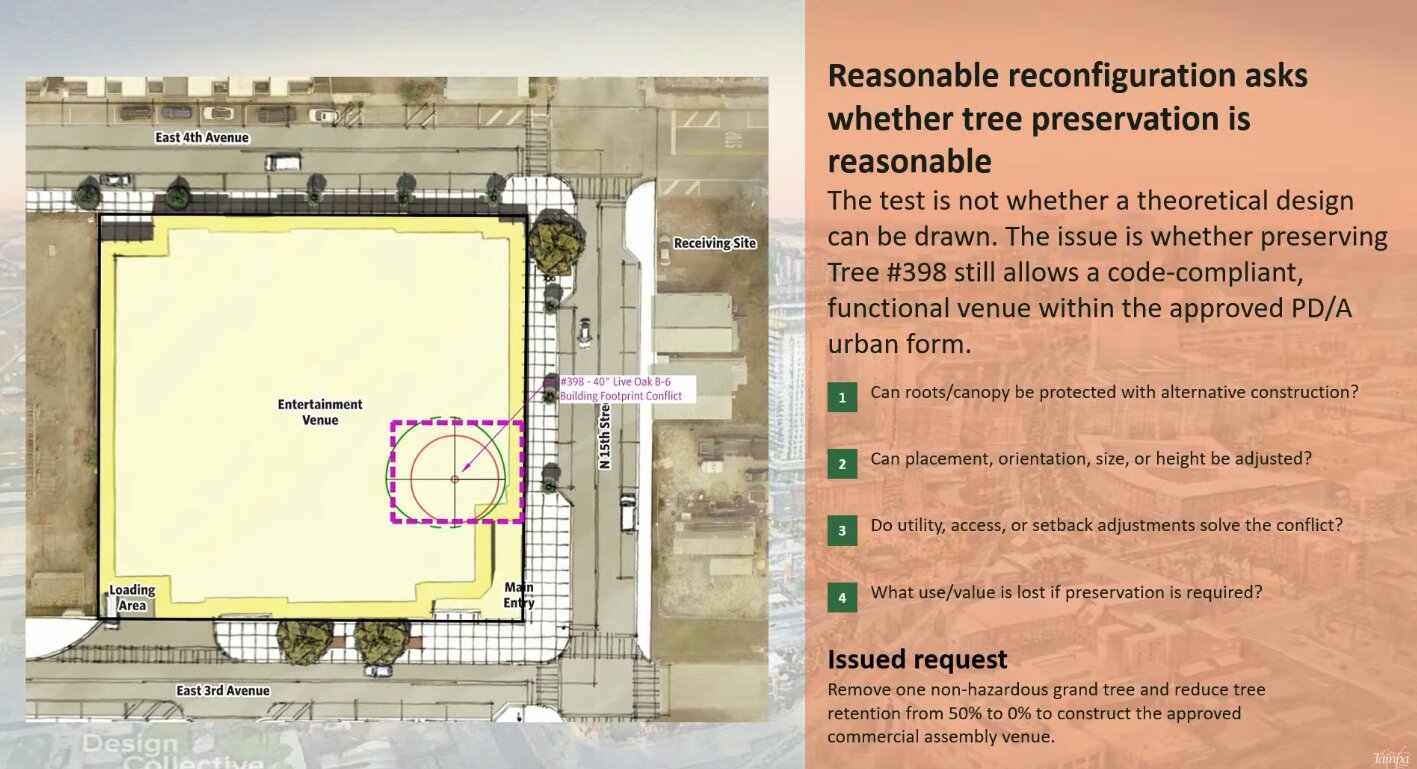 Proposed graphic showcasing the tree overlapped with the site plan.