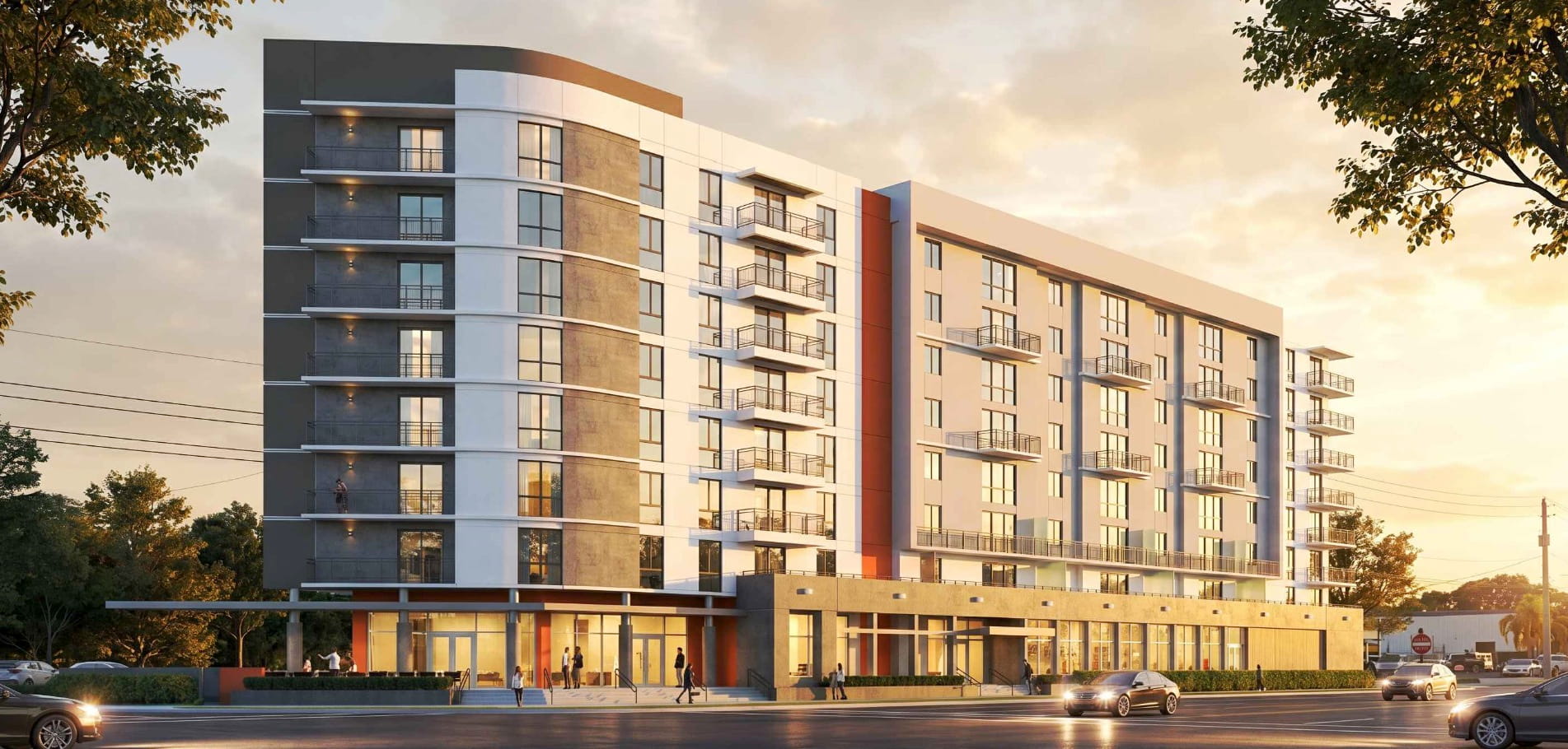 Rendering of Pinnacle Commons at 24215 S Federal Highway, proposed by Pinnacle Housing and designed by Anillo Toledo Lopez Architecture.