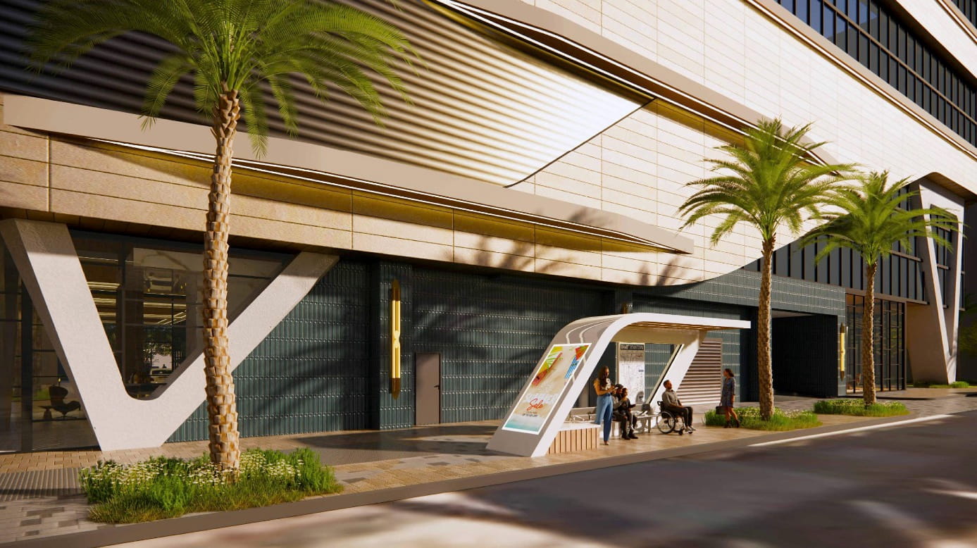 Located along N Tampa Street, the bus stop will feature advertisements on its side.
