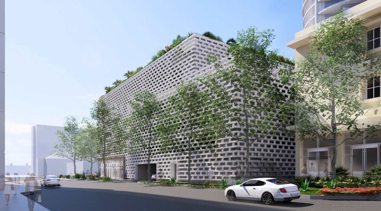 The project's podium, which features various points without ground-floor activation, potentially issuing a redesign.