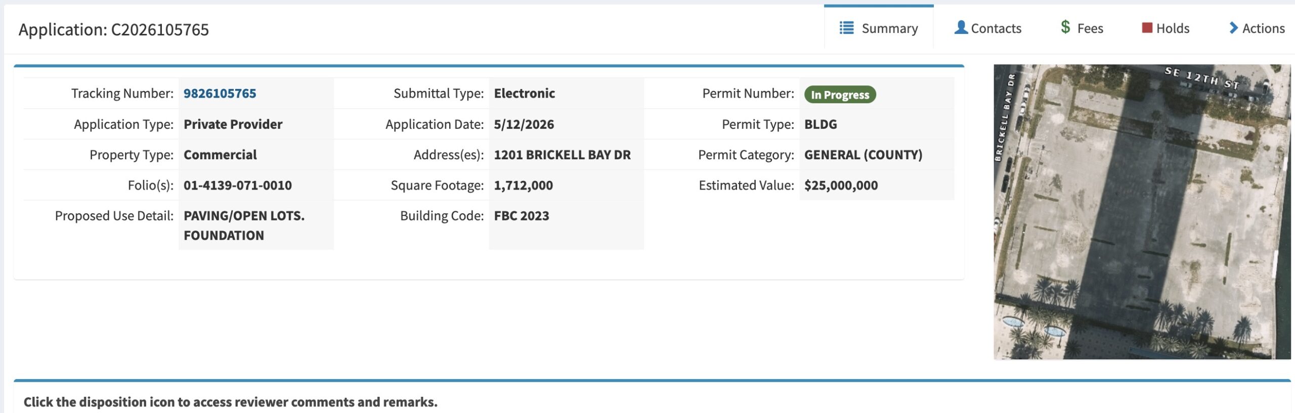 Foundation permit for the development, filed multiple months after a soil improvement permit.