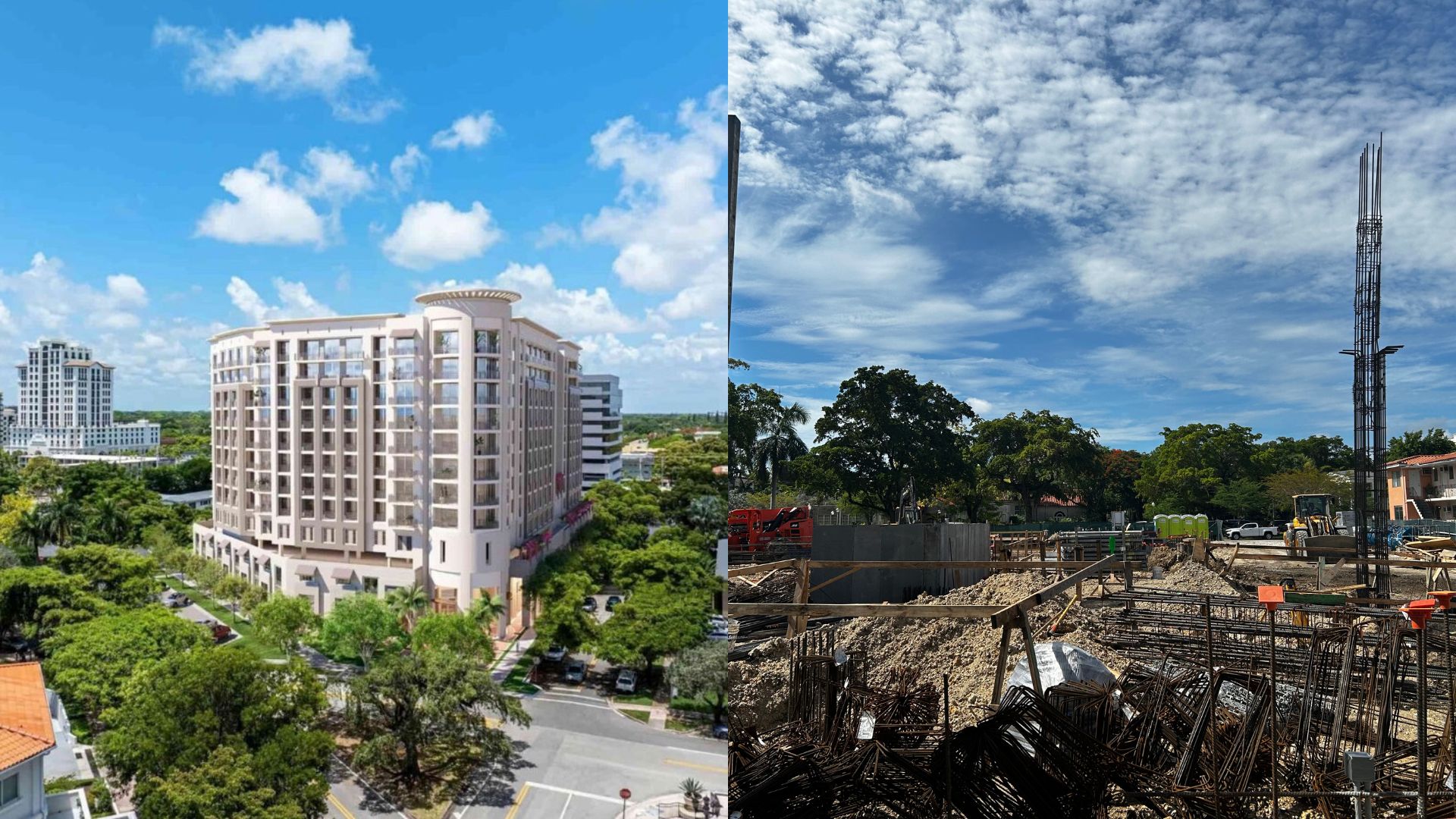 The Aurelian on the left, the construction site on the right. Developed by the Empira Group and designed by Behar Font.