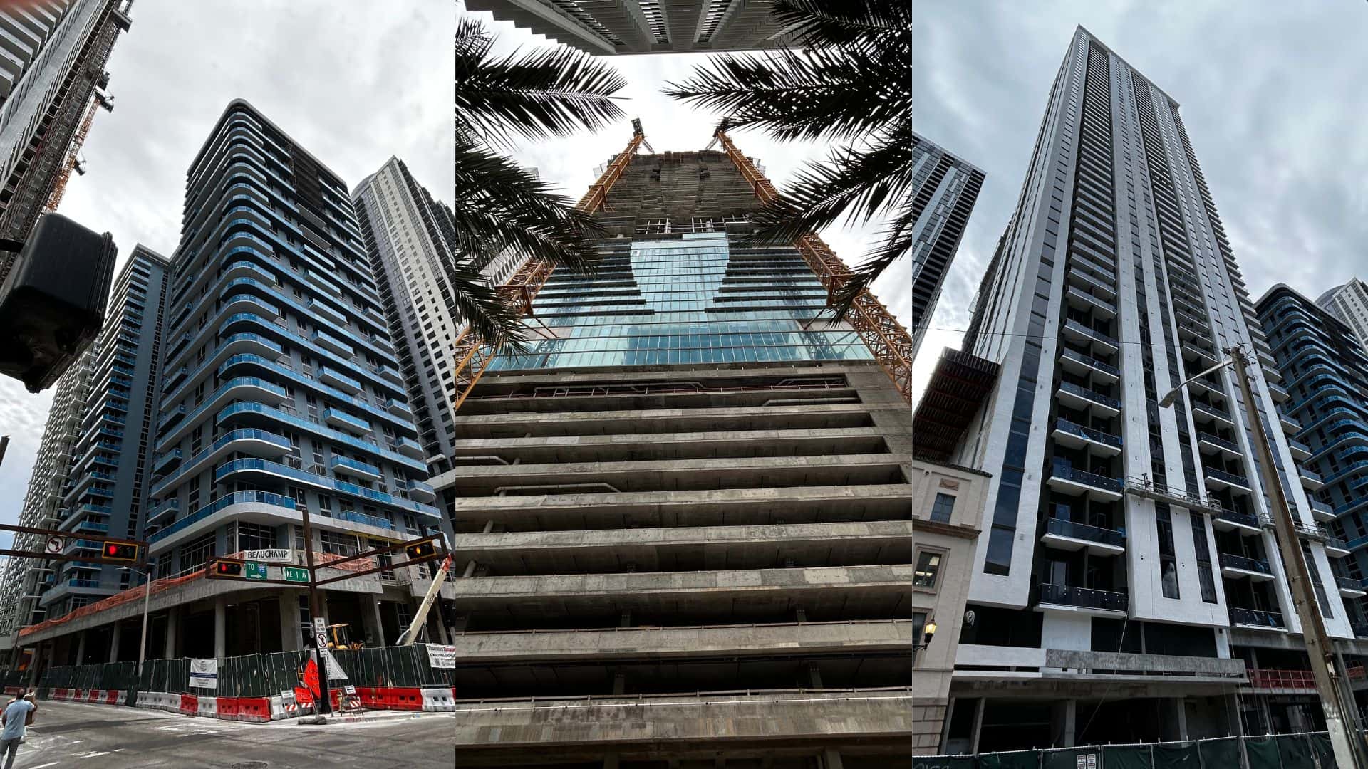 600 Miami Worldcenter on the left, Okan Tower on the center, and Downtown 6th on the right.
