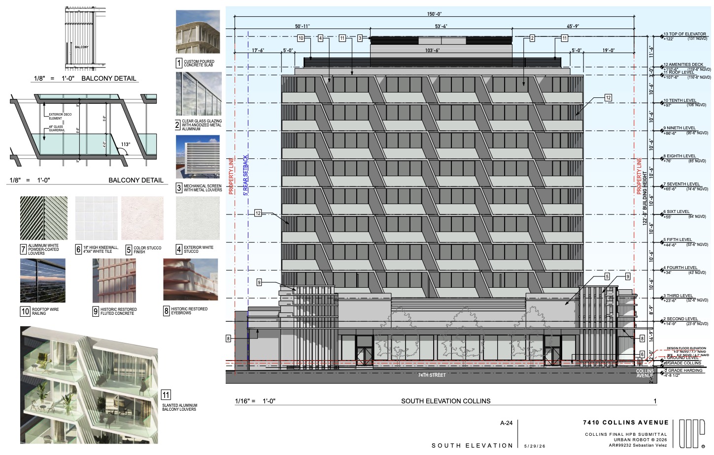 An elevation of the development, which will rise 122 feet.