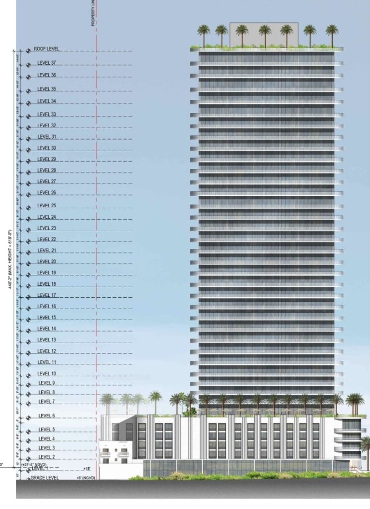 Side elevation of the structure.
