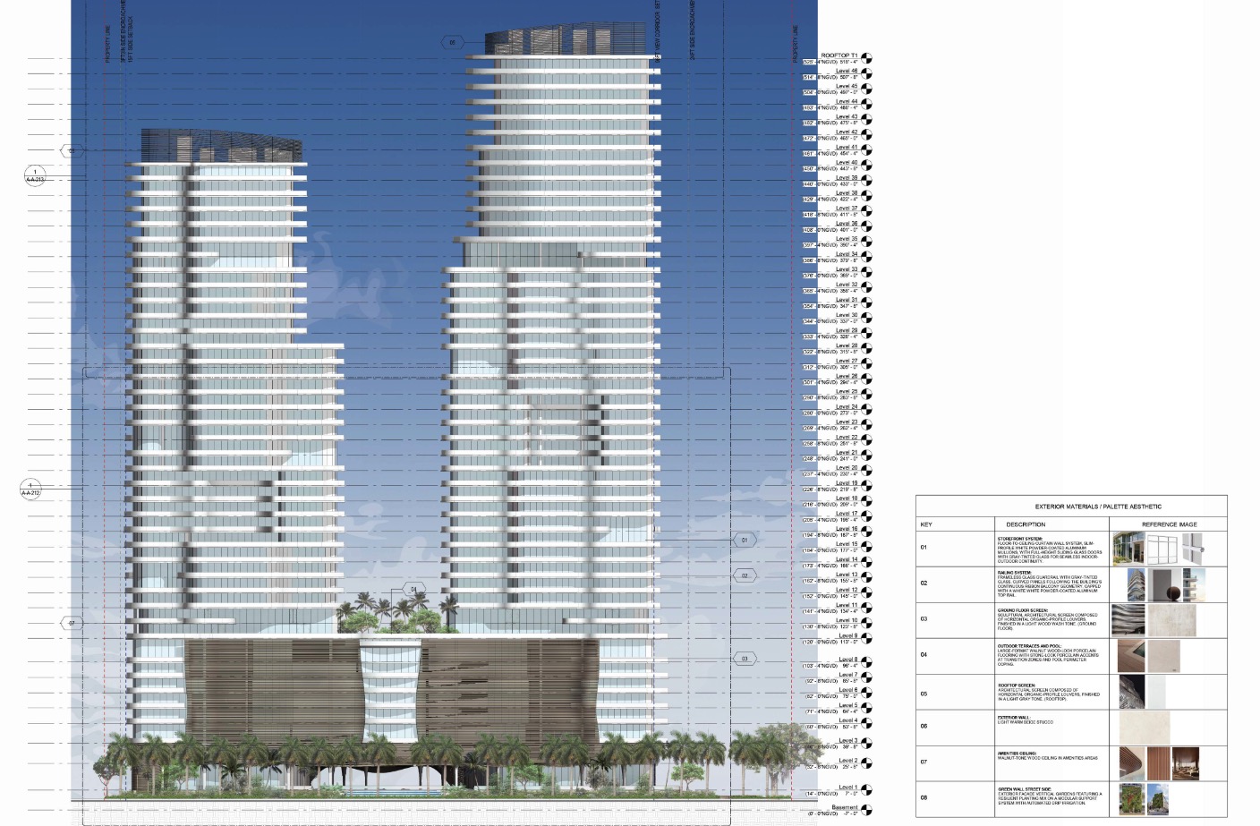 An elevation of the two-tower development, located at 7931 East Drive.