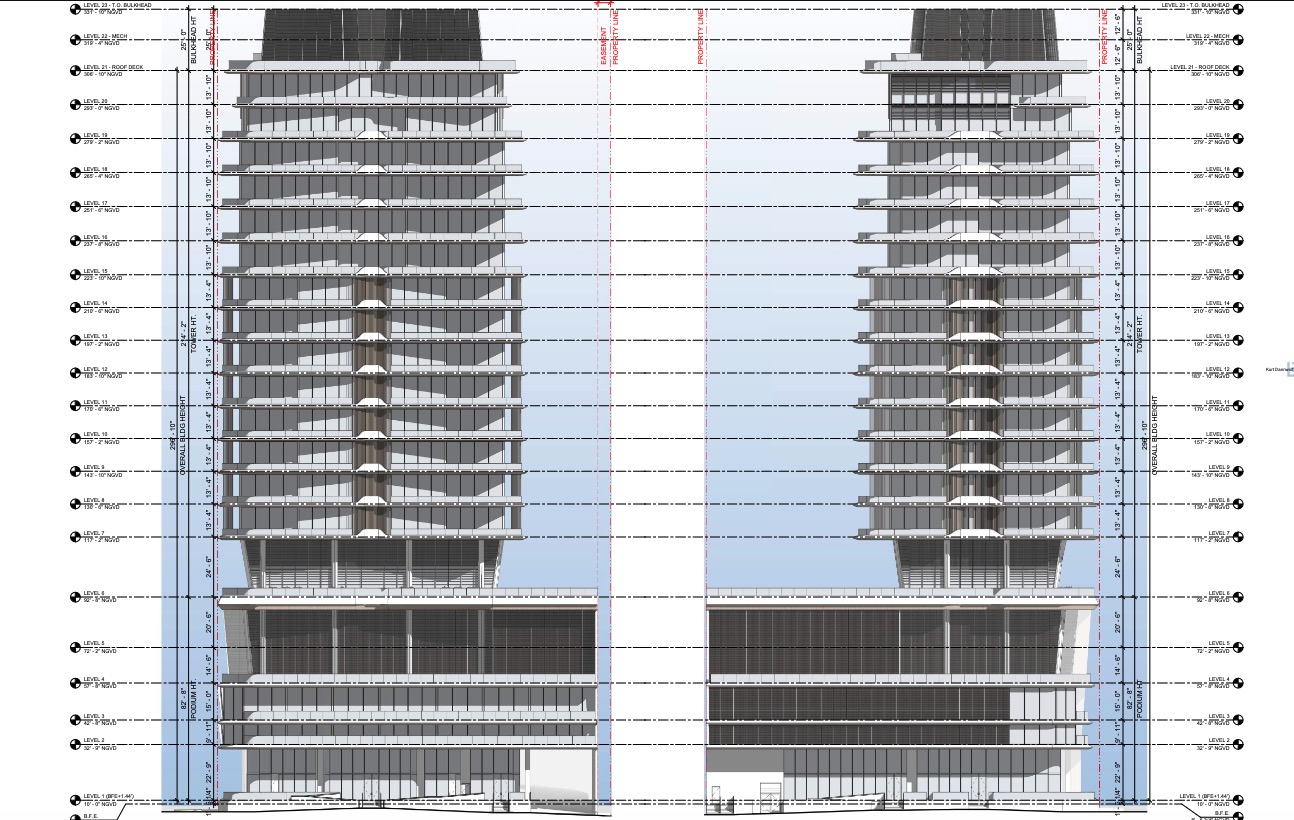 Elevation of the development at 1 Sunset Drive or 1920 Alton Road.