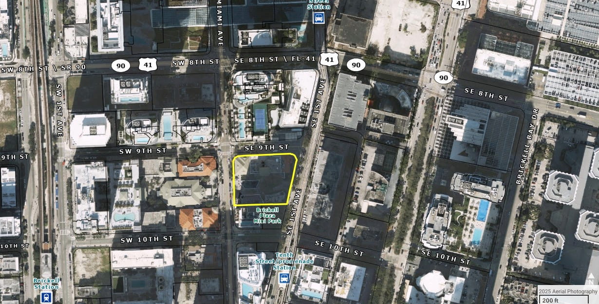 The affected parcel, which might be subject to redevelopment.