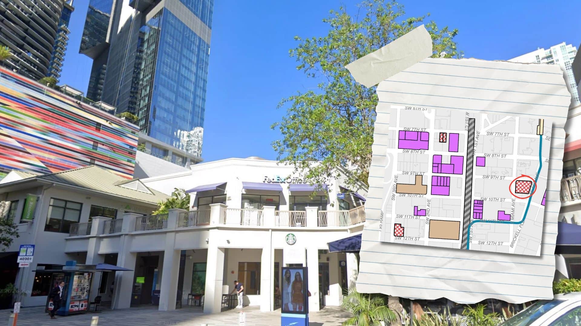 The eastern side of Shops at Mary Brickell Village at 901 S Miami Ave, which may be redeveloped under the new zoning framework.