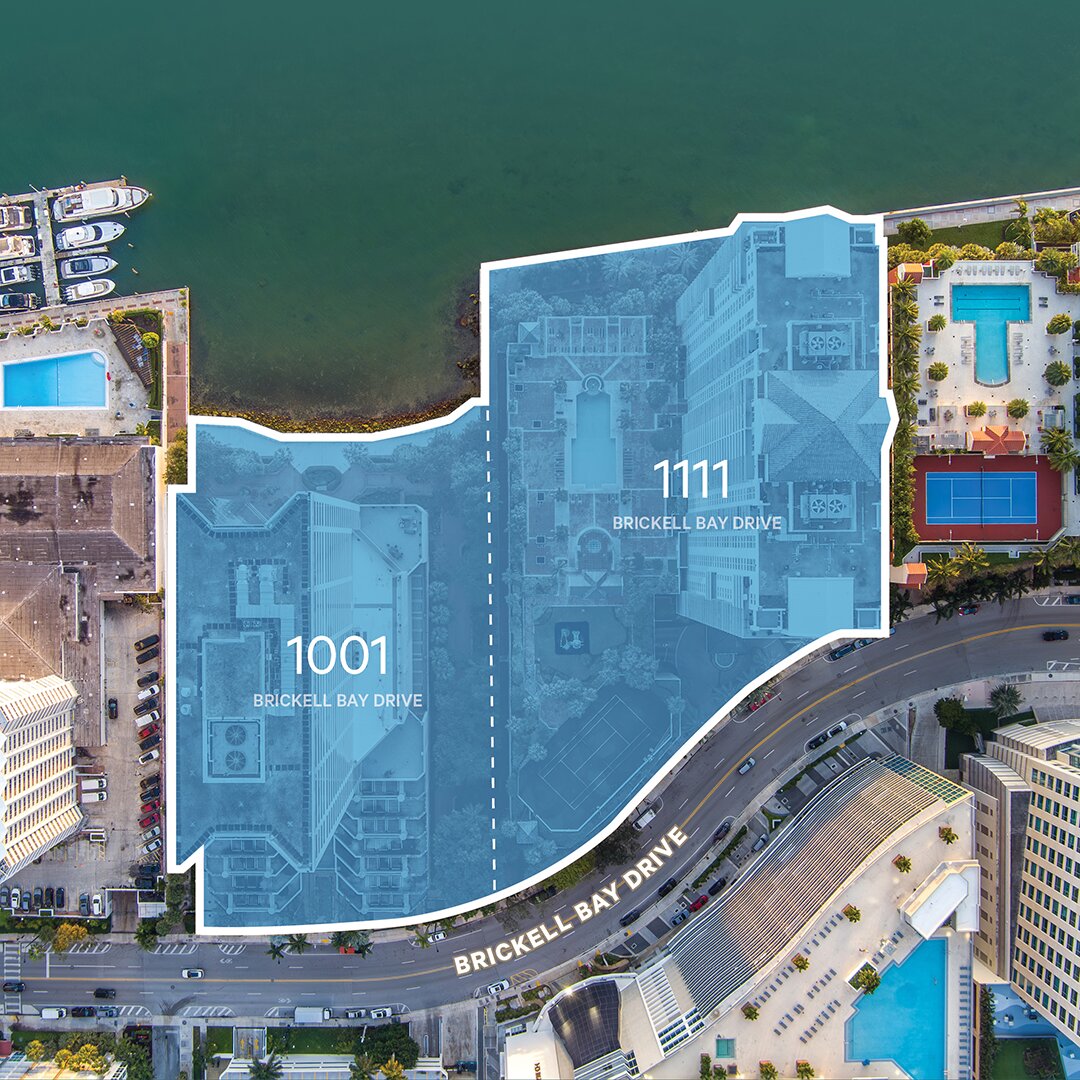 An outline of the site, prepared by CBRE. The tower on the left would be the first phase, and would feature the tallest building in Miami.